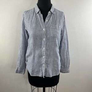 Muji Blue and White Striped Button-Down Shirt